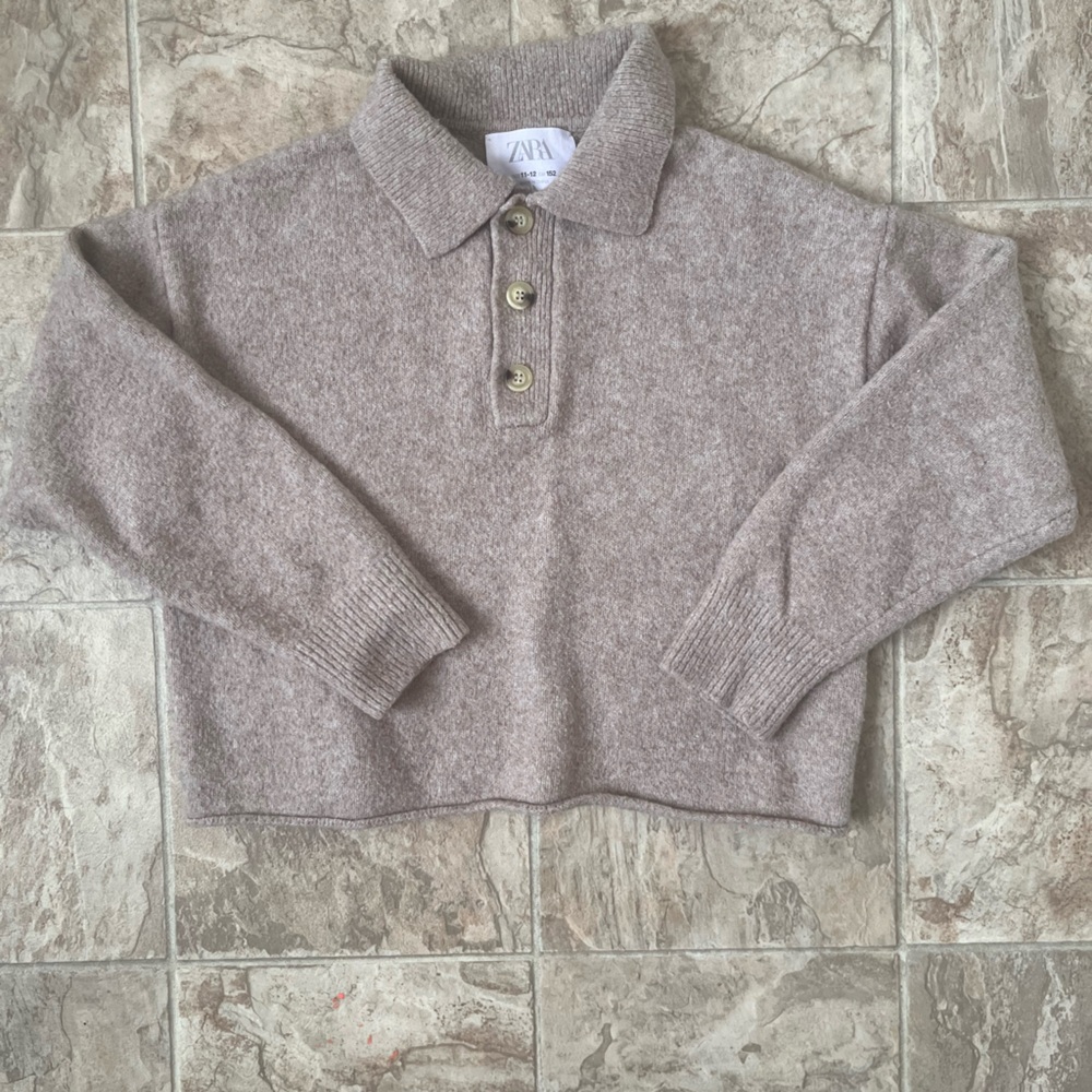 Zara Beige Knit Cardigan with Buttons